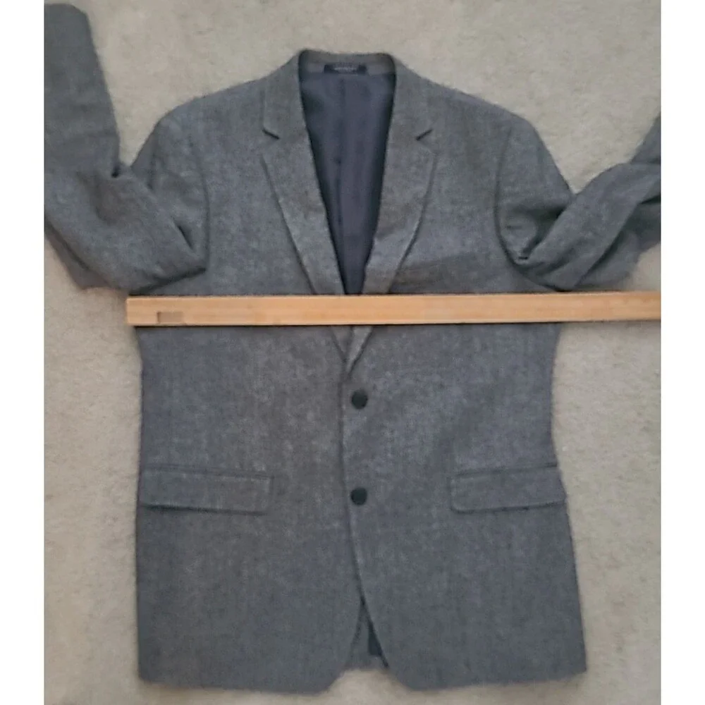 ADOLFO Lambswool TWEED Sport Coat Mens 44R Gray Herringbone Fleck Blazer Jacket - Picture 13 of 16